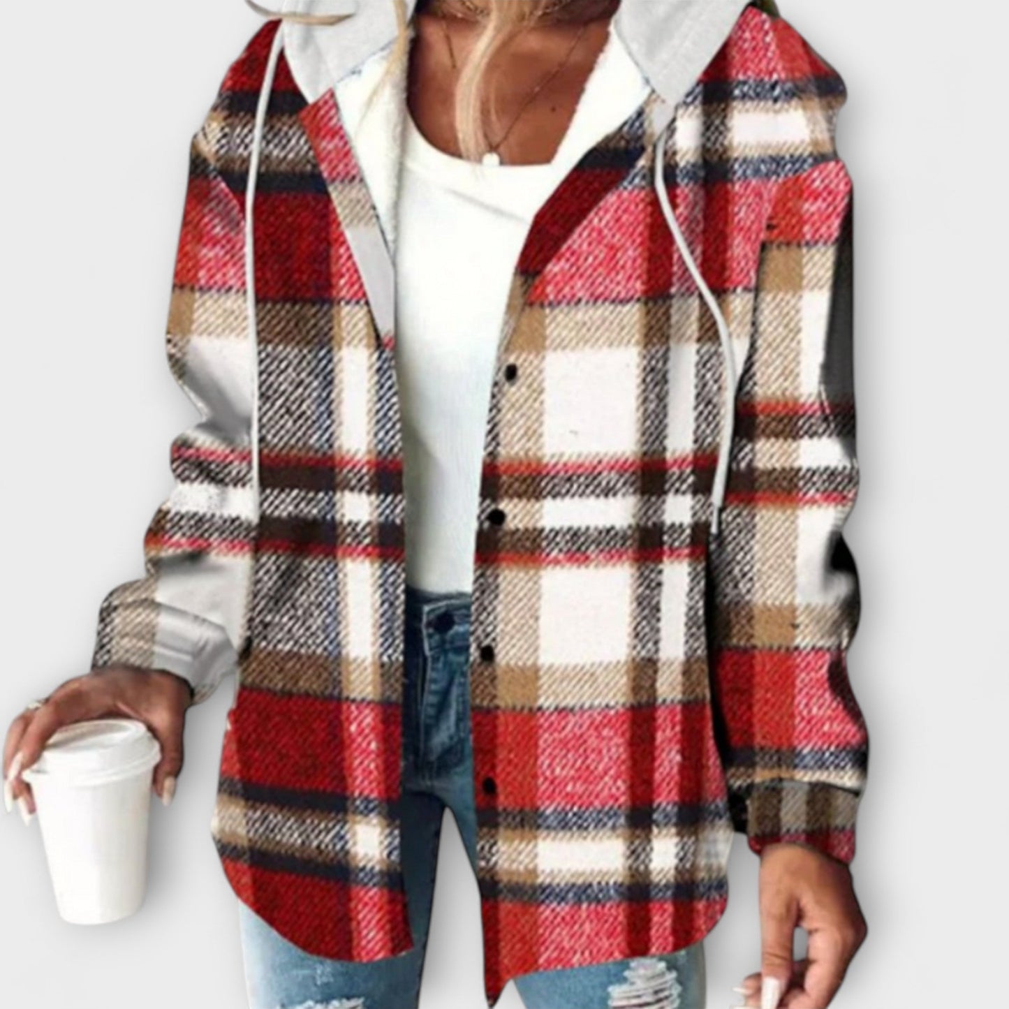 Zelina - Checked Hoodie for Women