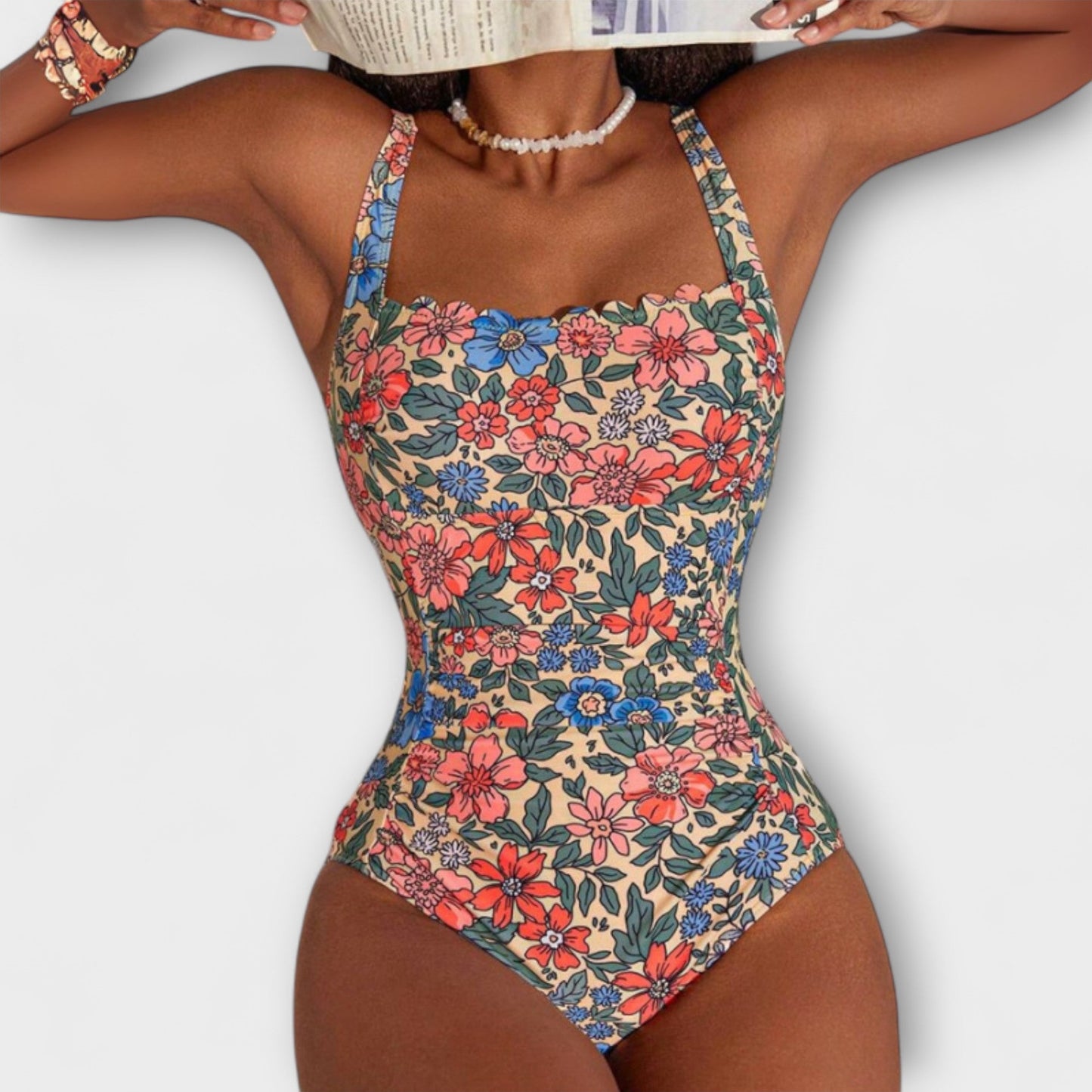 Wendy – Swimsuit with Floral Pattern and Halter Neckline