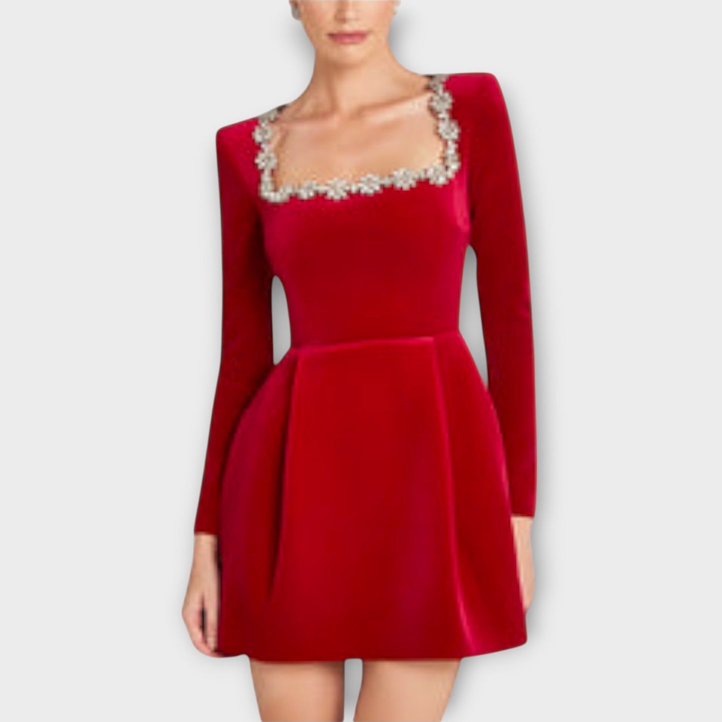 Wren - Velvet Mini Dress with Jewel Embellishment