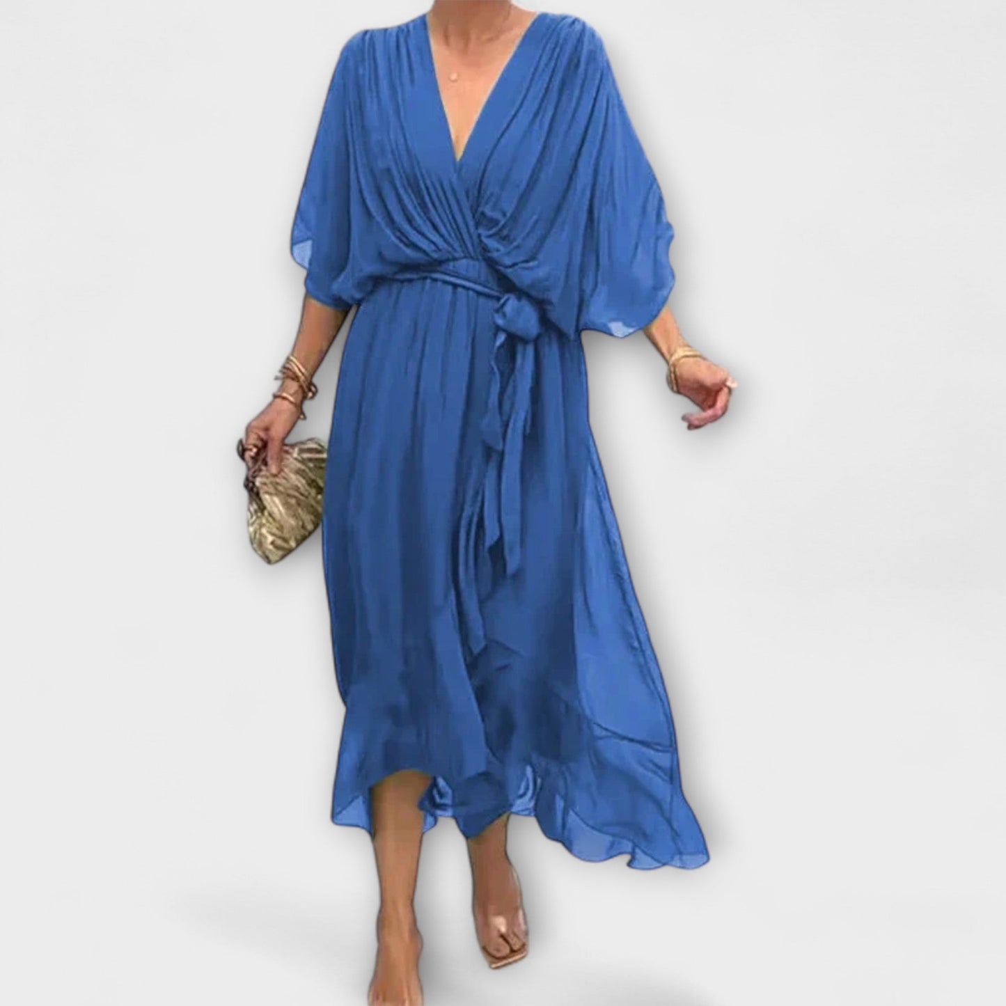 Amoura - Chiffon Dress with V-Neck