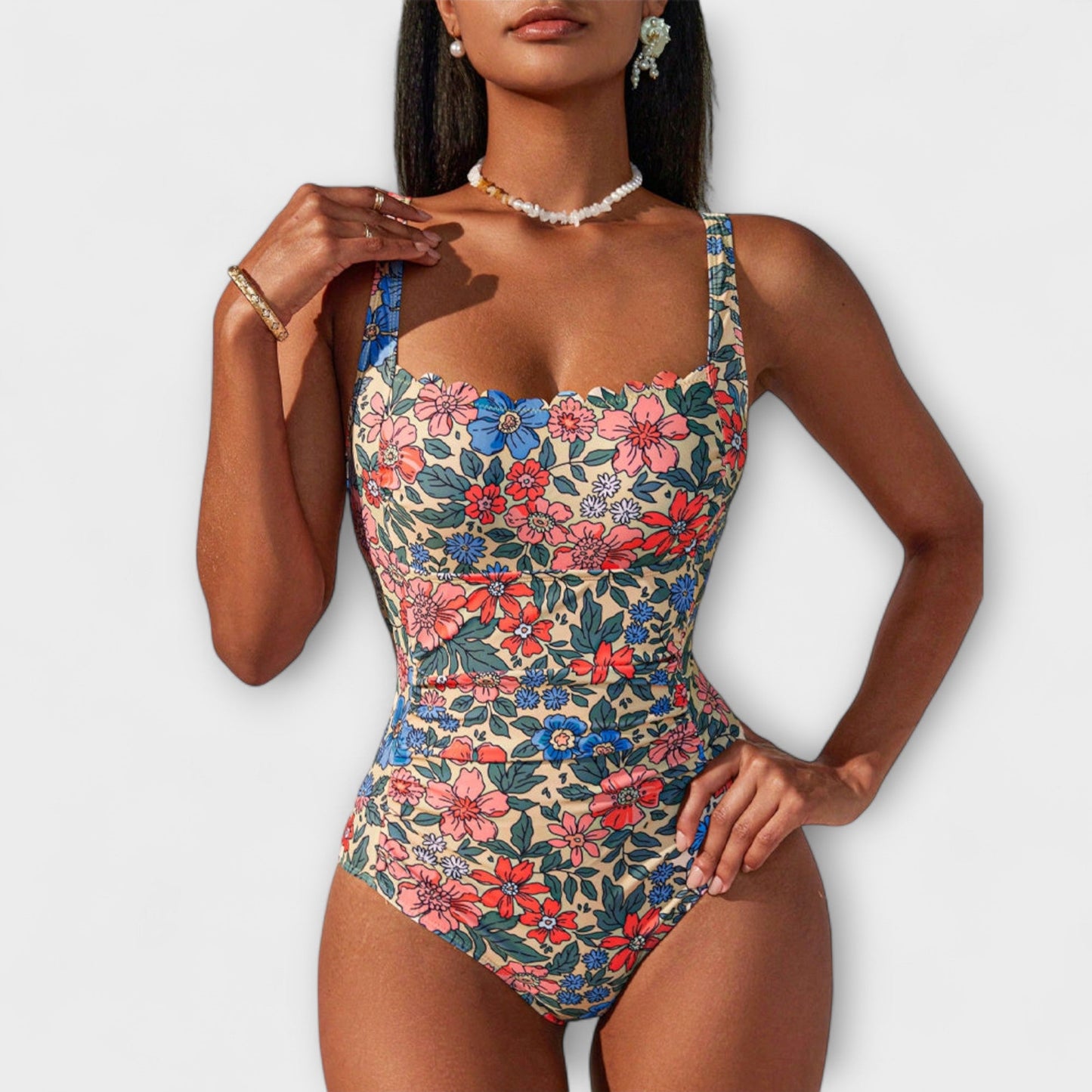 Wendy – Swimsuit with Floral Pattern and Halter Neckline