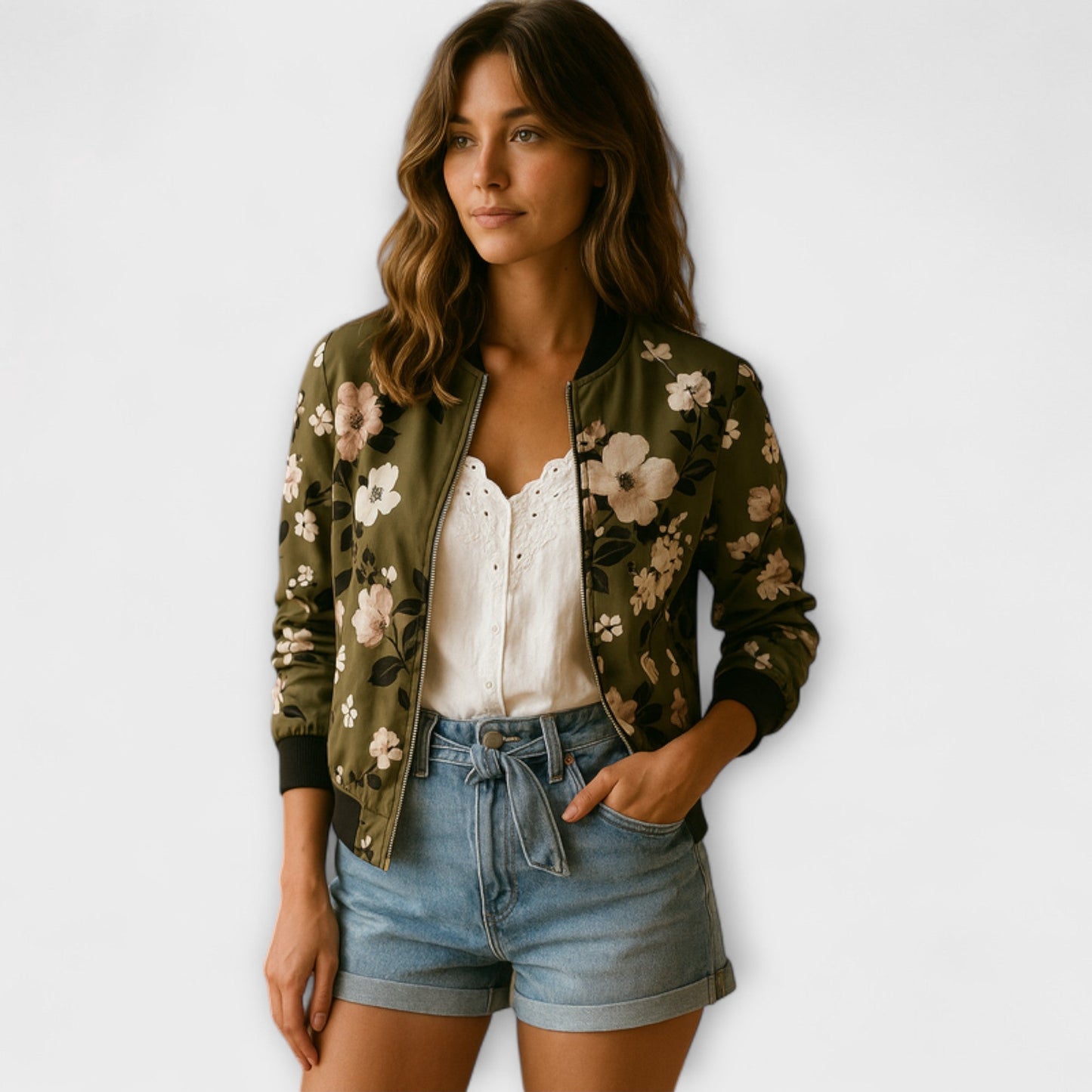 Kaelin - Stylish Bomber Jacket with Floral Pattern
