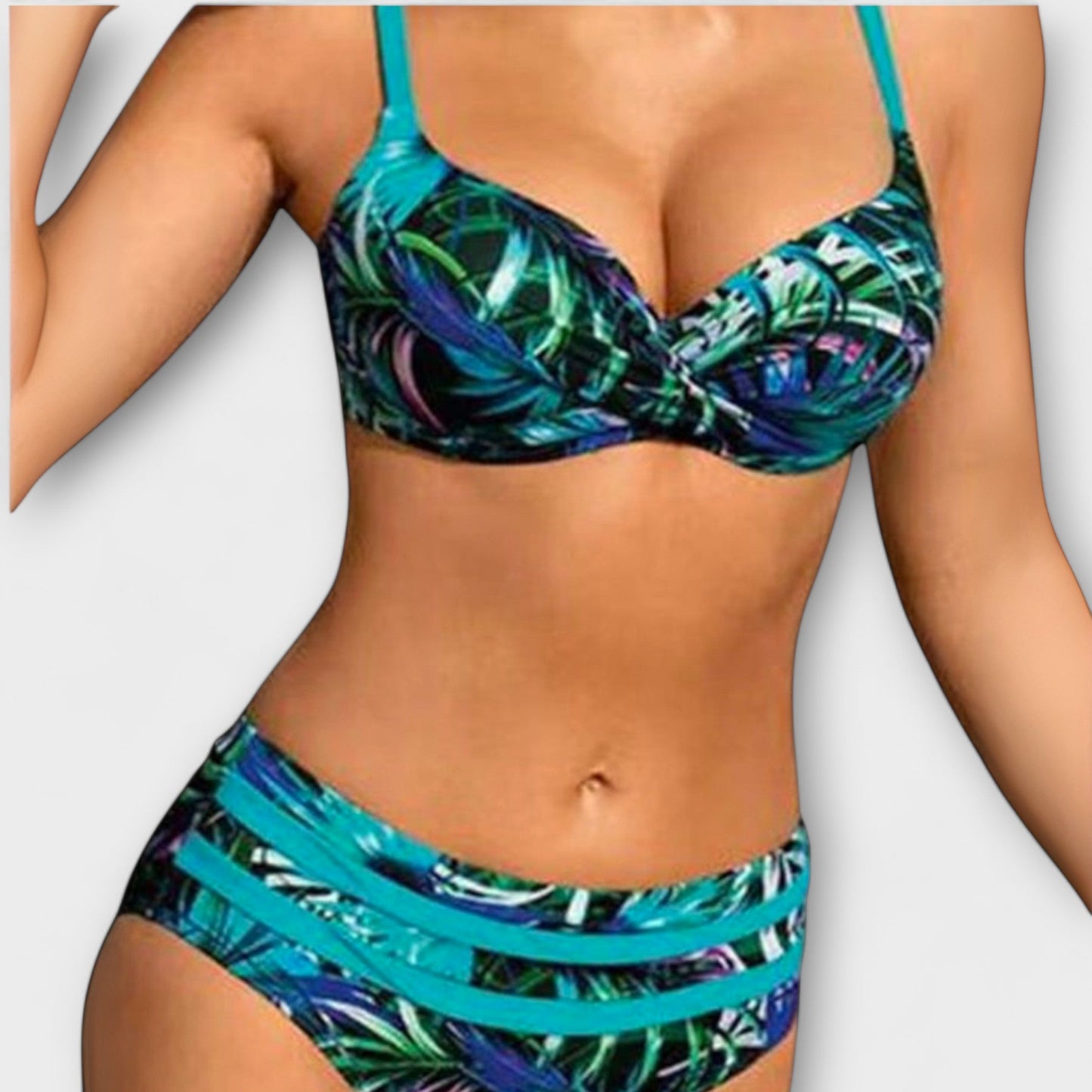Alison - High-Cut Bikini with Leaf Pattern