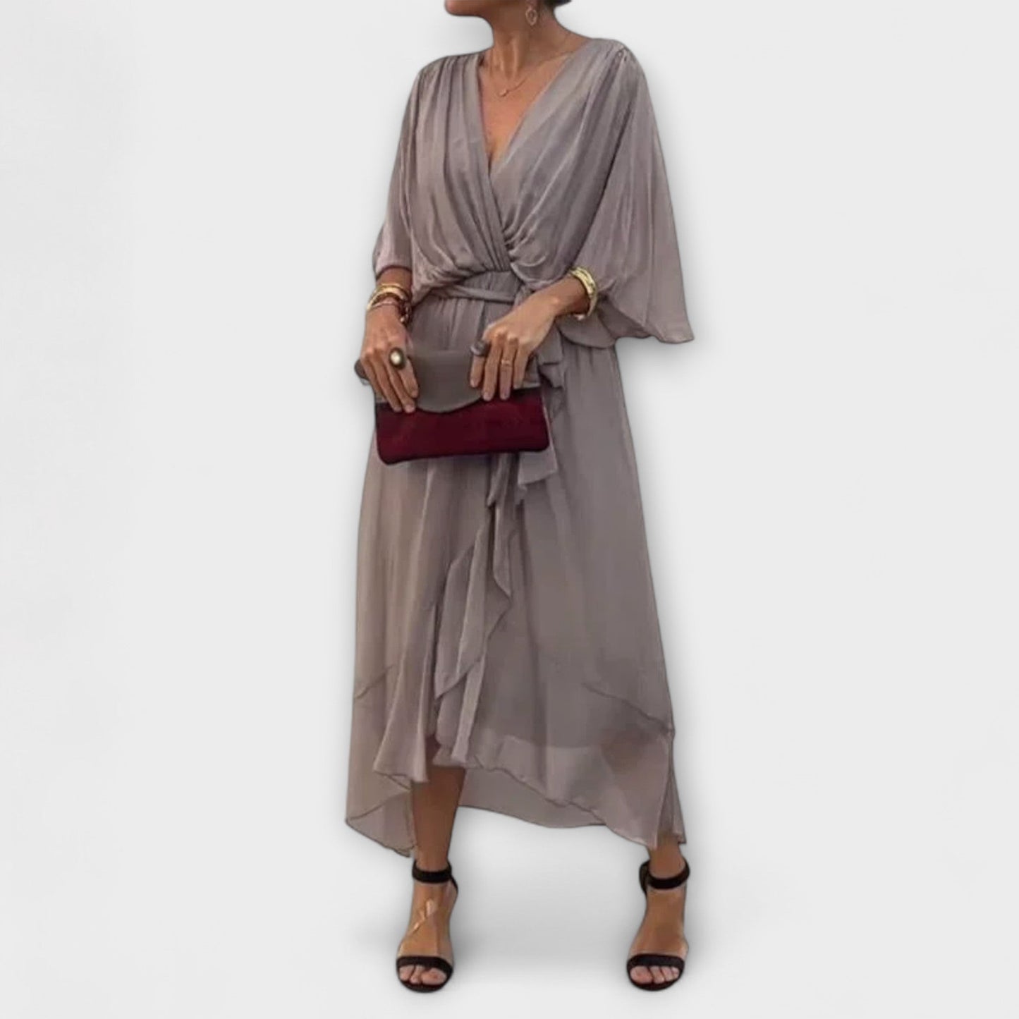Amoura - Chiffon Dress with V-Neck