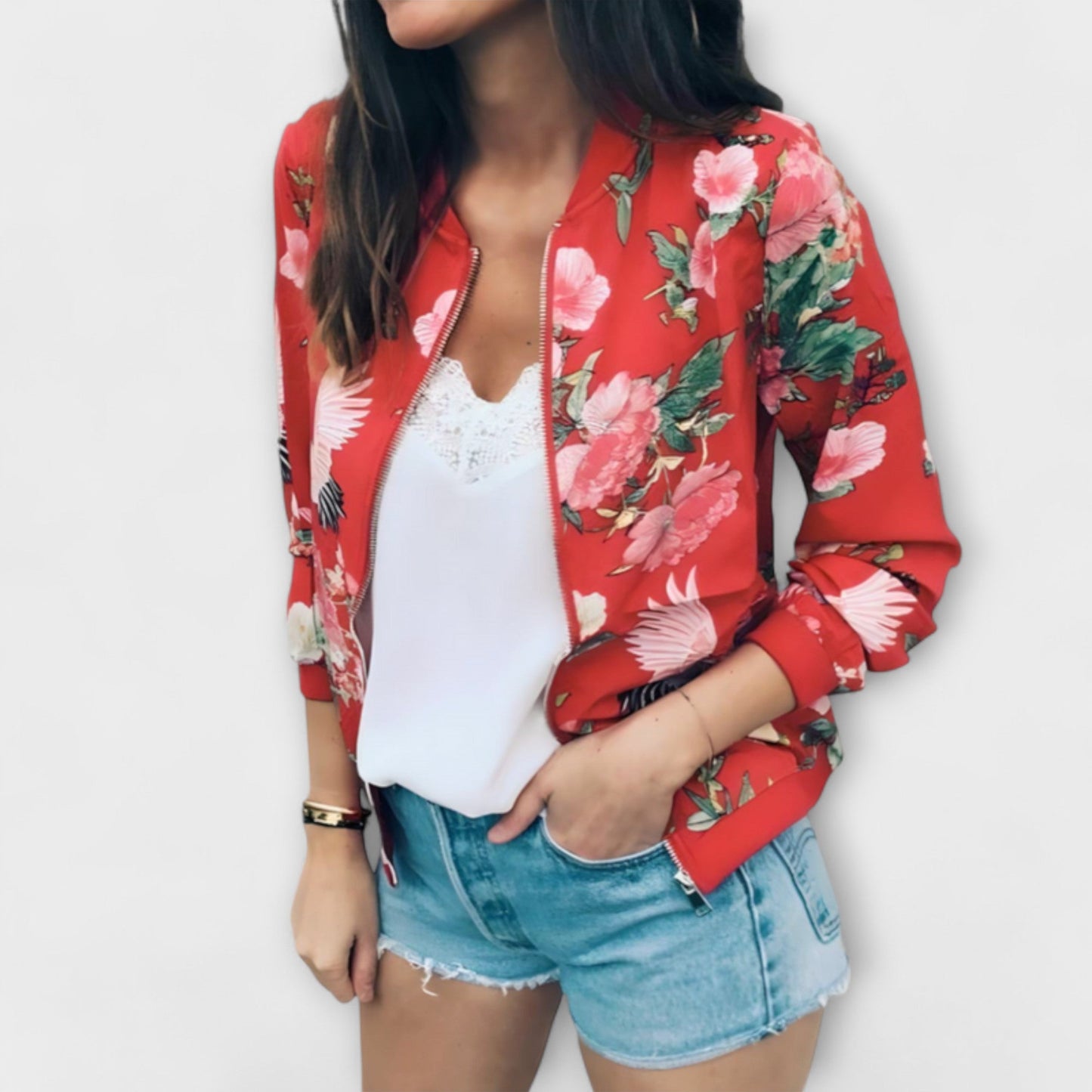 Kaelin - Stylish Bomber Jacket with Floral Pattern