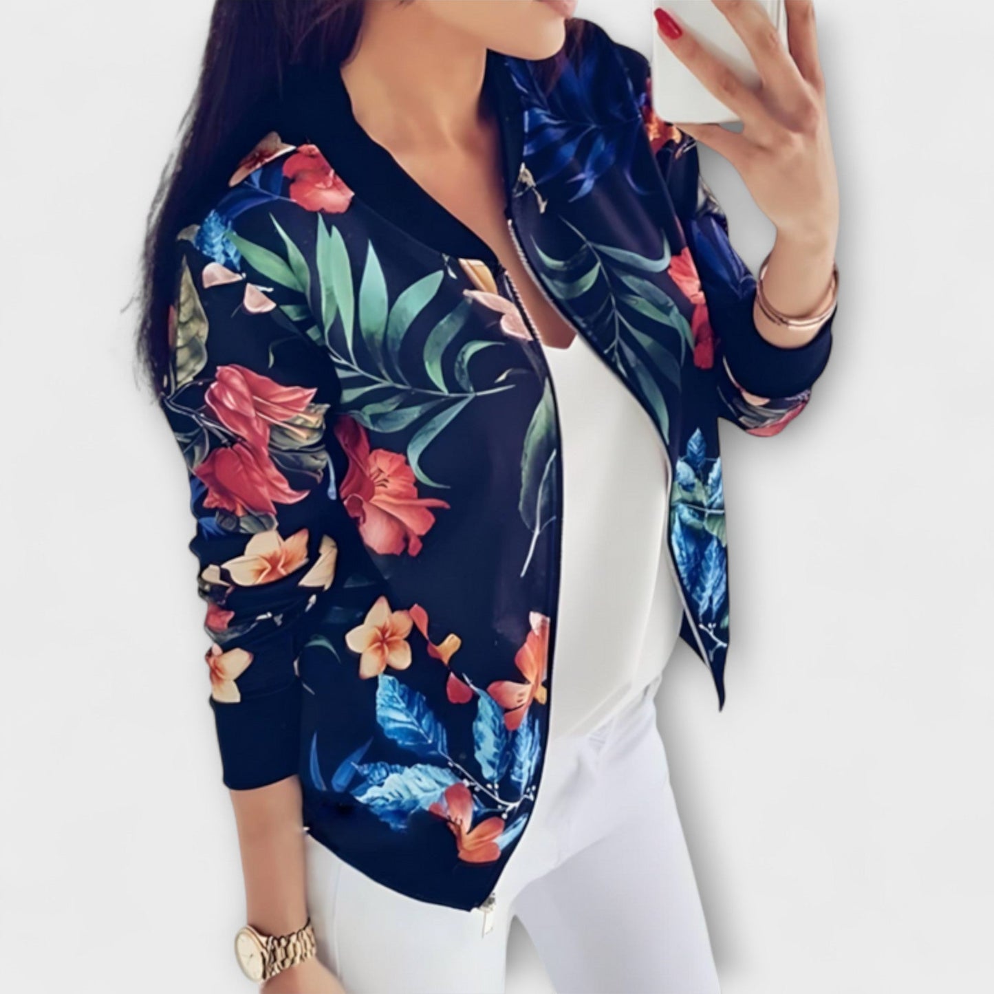 Kaelin - Stylish Bomber Jacket with Floral Pattern